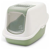 Nestor Hooded Cat Litter Box White/Green
