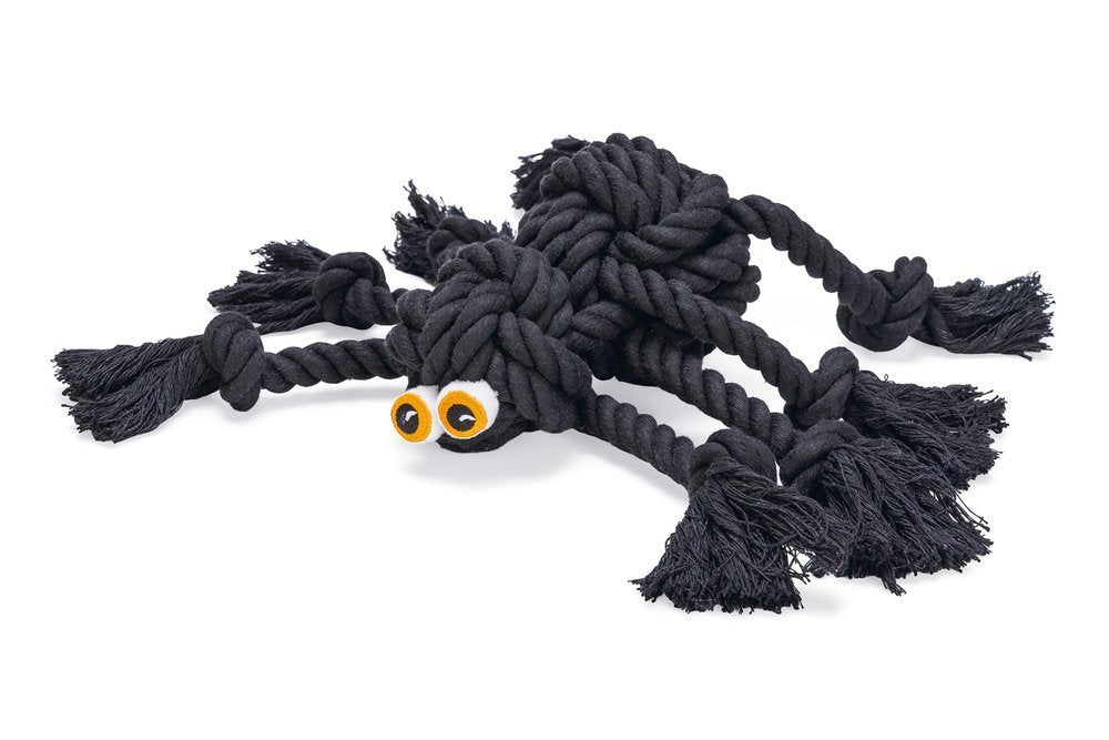 Beeztees Halloween Flossy Spider, svört könguló úr bómullarkaðli