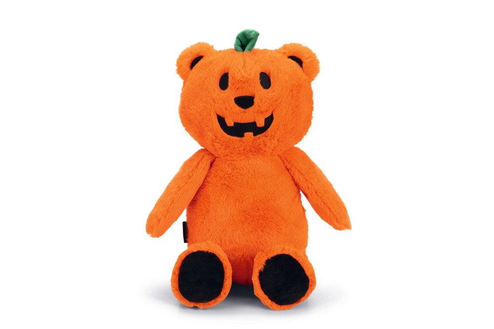 Beeztees Halloween Pumpkin Bear, appelsínugulur bangsi með haus eins og grasker
