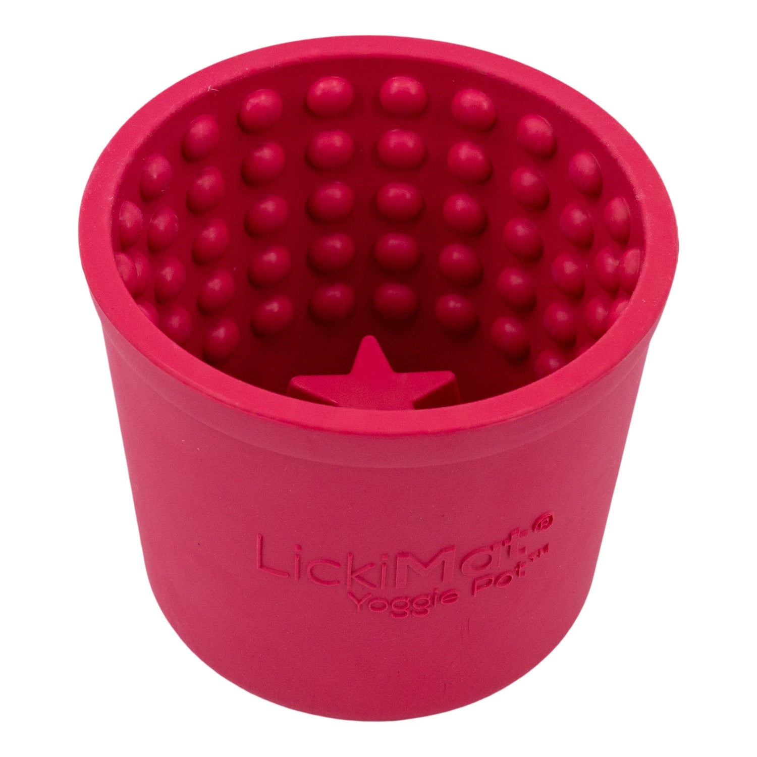LickiMat Yoggie Pot Pink — bleik gúmmíkrukka með stjörnumynstri