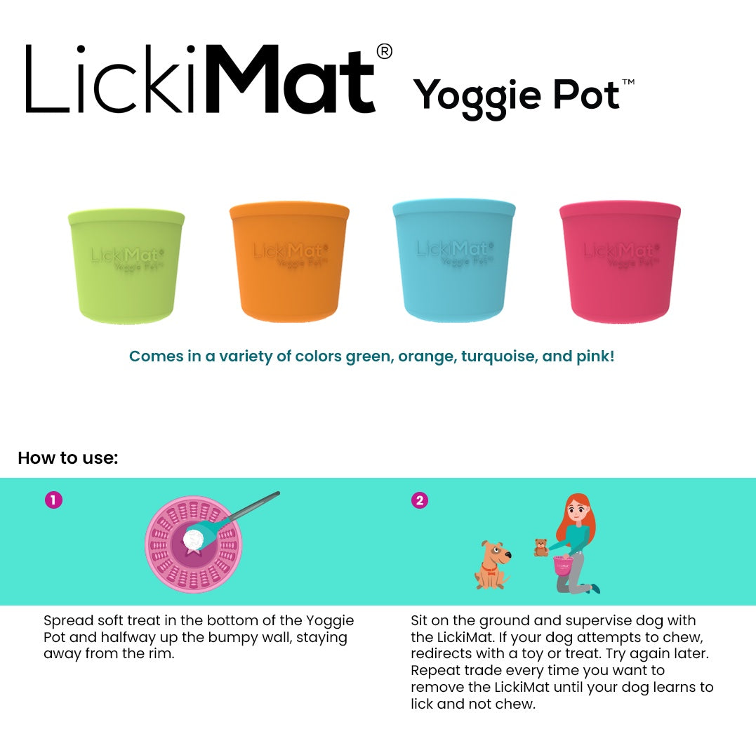 LickiMat Yoggie Pot — litir og leiðbeiningar