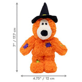 KONG Halloween Wild Knots Witch Bear, appelsínugulur bangsi með nornahatt