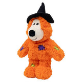 KONG Halloween Wild Knots Witch Bear, appelsínugulur bangsi með nornahatt