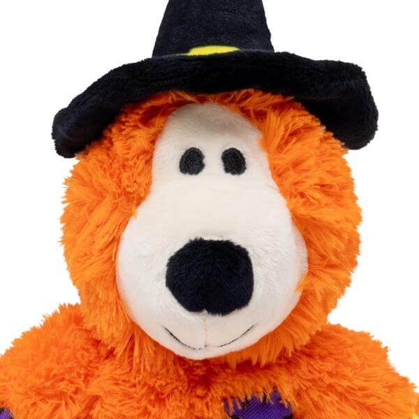 KONG Halloween Wild Knots Witch Bear, appelsínugulur bangsi með nornahatt