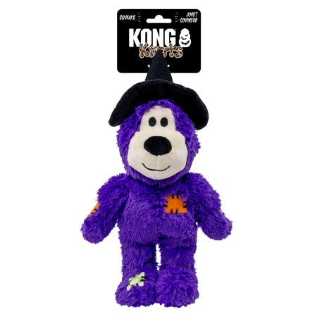 KONG Halloween Wild Knots Witch Bear, fjólublár bangsi með nornahatt
