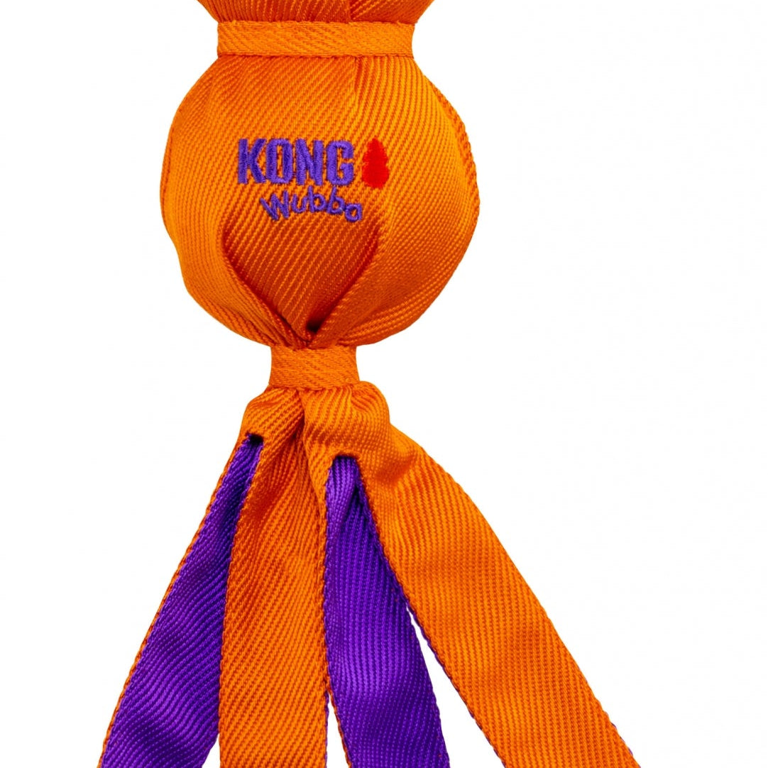 KONG Halloween Wubba Ballistic Jack-O-Lantern, appelsínugult grasker með löngum böndum