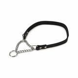Beeztees Leather Choker with Chain - Black 45x18 mm