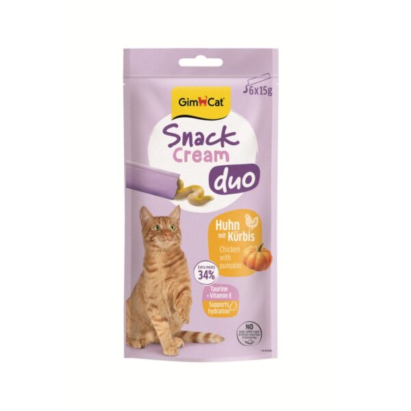 GimCat Snack Cream Duo Chicken & Pumpkin 6x15g