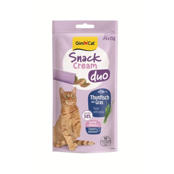GimCat Snack Cream Duo Tuna & Grass 6x15g