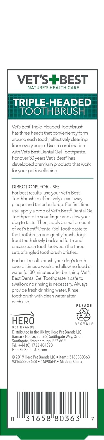 Vet's Best Triple Headed Toothbrush nærmynd af burstahausum