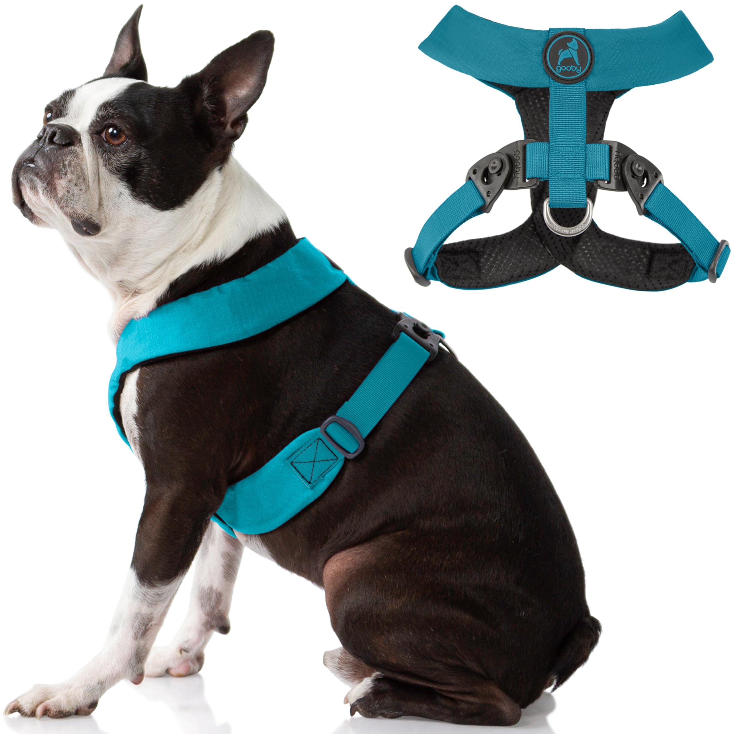 Gooby Comfort X Harness Dual Snap Turquoise Small