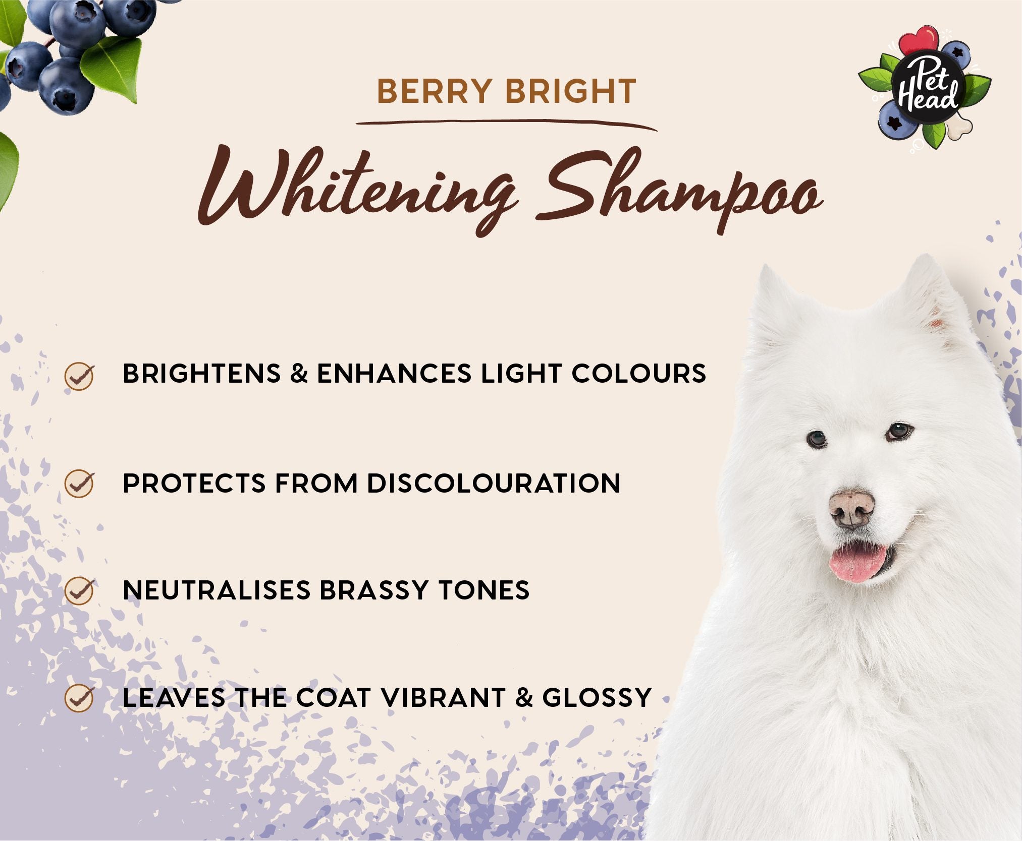 Whitening shampoo for white and light coats