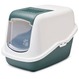 Nestor Hooded Cat Litter Box Dark Green/White