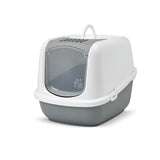 Nestor Jumbo Hooded Cat Litter Box White/Grey (XL)