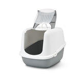Nestor Jumbo Hooded Cat Litter Box White/Grey (XL)