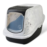 Nestor Hooded Cat Litter Box Marble (Black/White)