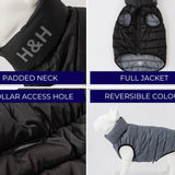 Hugo & Hudson Reversible Dog Puffer Jacket - Black and Grey