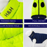 Hugo & Hudson Reversible Dog Puffer Jacket - Green and Navy