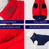 Hugo & Hudson Reversible Dog Puffer Jacket - Red and Navy