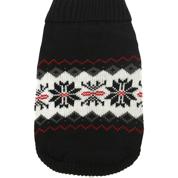 Urban Pup Black Snowflake Knitted Dog Sweater