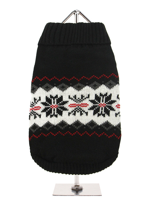 Urban Pup Black Snowflake Knitted Dog Sweater